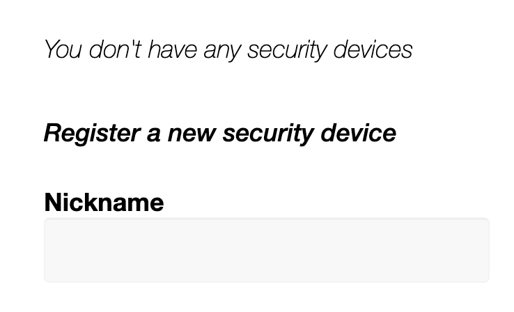 Nickname for security device on the edit settings page
